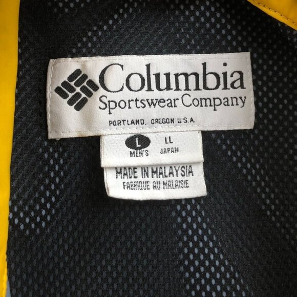 Columbia Sportswear Mens Windbreaker Jacket Large Yellow Outdoors Full Zip Mesh - Picture 3 of 16